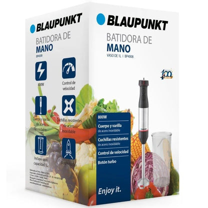 Batidora de Mano Blaupunkt BP4008 | 800W | Vaso de 1L | Acero Inoxidable | Botón Turbo