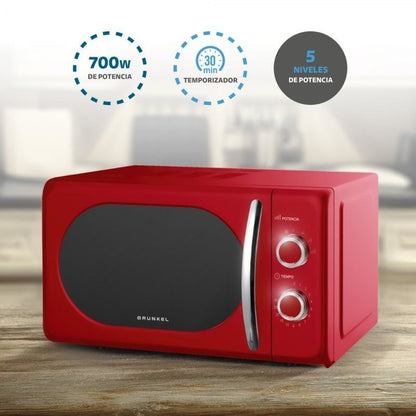Microondas Grunkel Vintage MW-20ROJO | 700W | 20L | Rojo | 8 Programas Predefinidos
