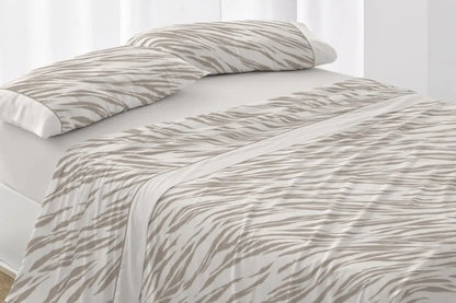 JUEGO DE SABANAS TELA 050 MOKA BURRITO BLANCO 135 cm