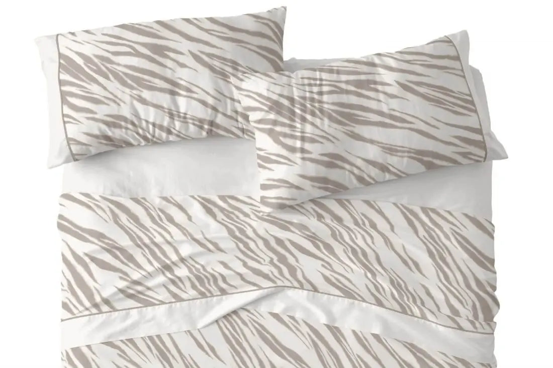 JUEGO DE SABANAS TELA 050 MOKA BURRITO BLANCO 180 cm