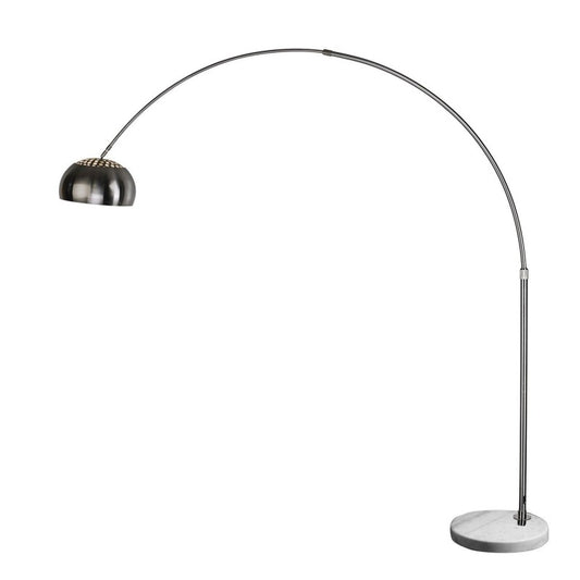 Lámpara AR, pie salón, cromada, base mármol blanco
