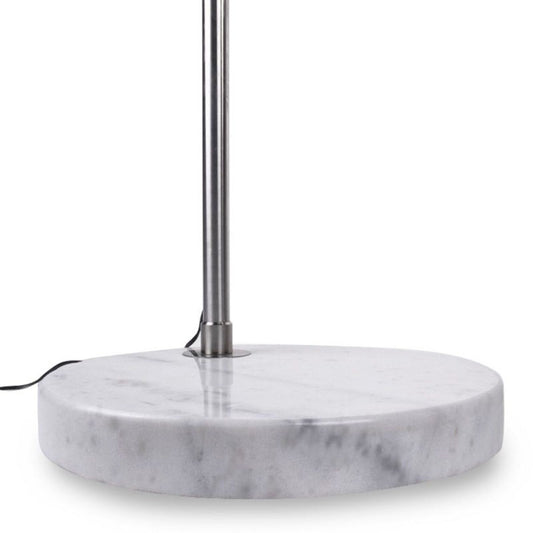 Lámpara AR, pie salón, cromada, base mármol blanco