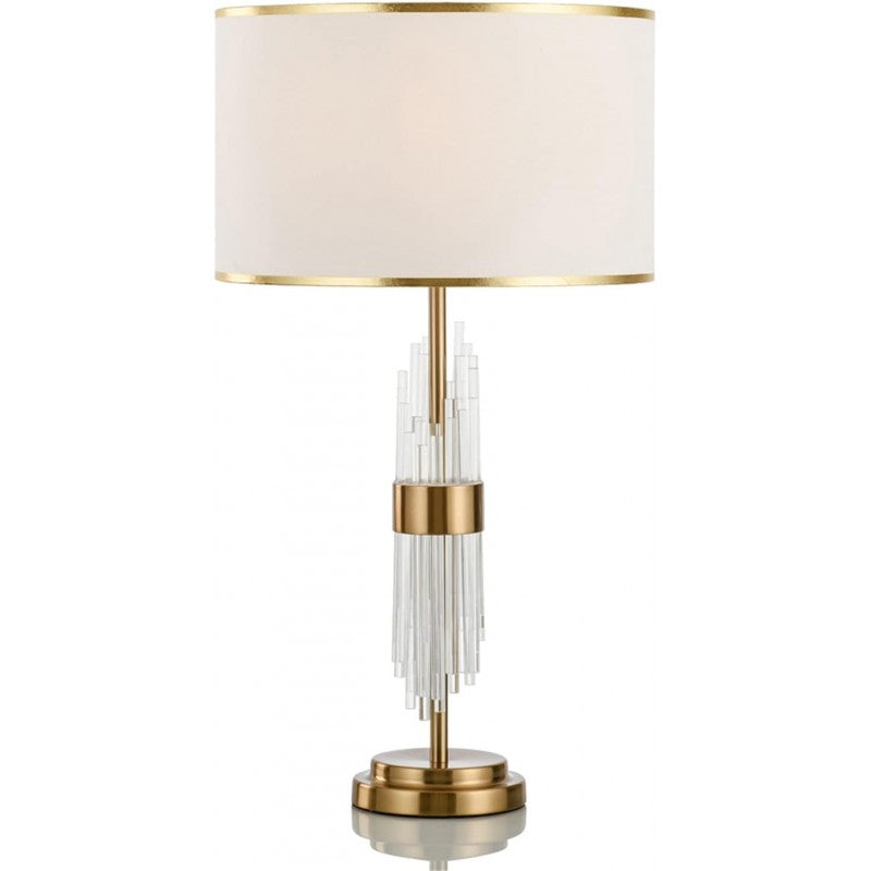 Lámpara ESLOHE de Sobremesa, Metal Dorado y Cristal con Pantalla Blanca