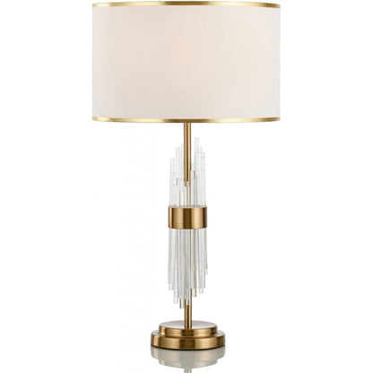 Lámpara ESLOHE de Sobremesa, Metal Dorado y Cristal con Pantalla Blanca