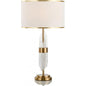 Lámpara ESLOHE de Sobremesa, Metal Dorado y Cristal con Pantalla Blanca