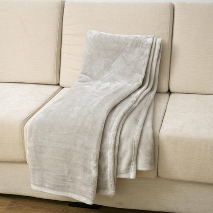 MANTITA LISA PARA SOFÁ GRANDE – SUAVIDAD Y CONFORT - GRIS CLARO 140x200 CM