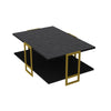 Mesa Baja Siena Bilaminado Mármol Negro con Metal Dorado – 91,5 cm