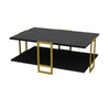 Mesa Baja Siena Bilaminado Mármol Negro con Metal Dorado – 91,5 cm