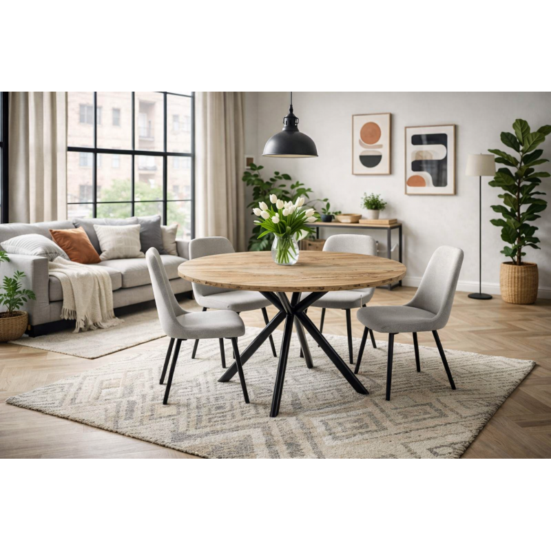 Mesa OLITE 120R de Metal y Madera Vintage – 120 cm