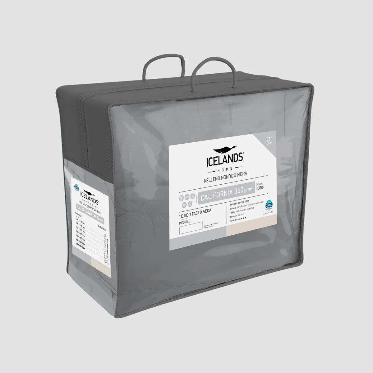 EDREDON NÓRDICO CALIFORNIA 350 BICOLOR GRIS ICELANDS 180x270 cm