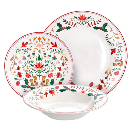 Vajilla Winter Folk 18 Piezas – Porcelana – Tognana Diseño Navidad