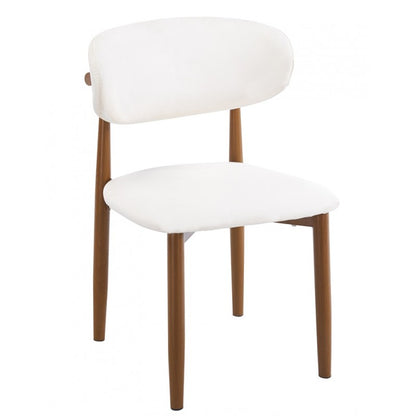 Silla Dachau Metal con Acabado Madera y Tapizado Similpiel Blanca – Diseño Moderno