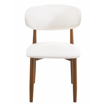 Silla Dachau Metal con Acabado Madera y Tapizado Similpiel Blanca – Diseño Moderno