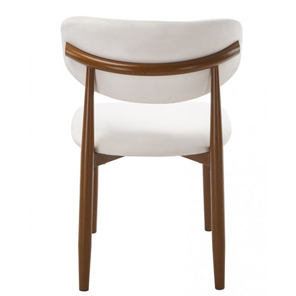 Silla Dachau Metal con Acabado Madera y Tapizado Similpiel Blanca – Diseño Moderno