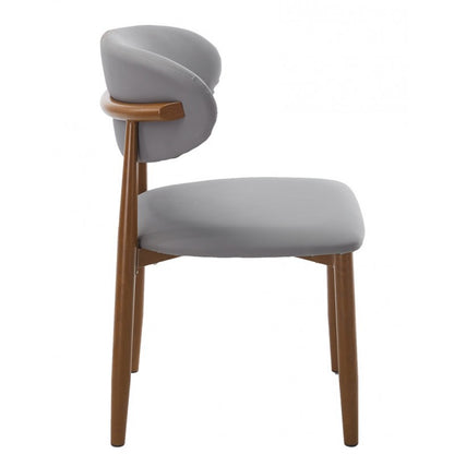 Silla Dachau Metal con Acabado Madera y Tapizado Similpiel Gris – Diseño Moderno