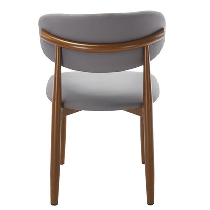 Silla Dachau Metal con Acabado Madera y Tapizado Similpiel Gris – Diseño Moderno