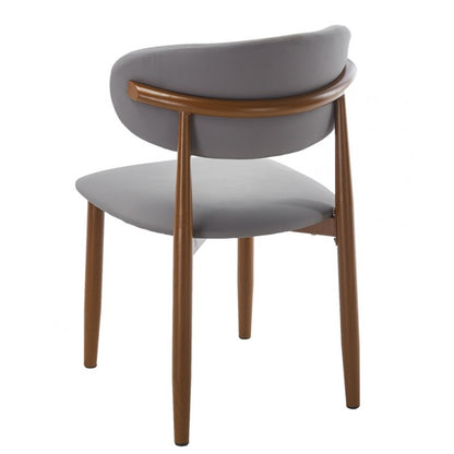 Silla Dachau Metal con Acabado Madera y Tapizado Similpiel Gris – Diseño Moderno