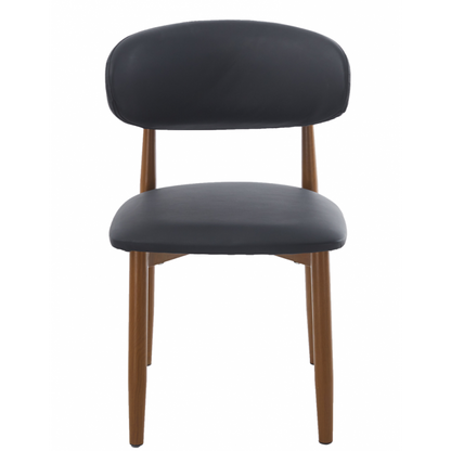 Silla Dachau Metal con Acabado Madera y Tapizado Similpiel Negro – Diseño Moderno