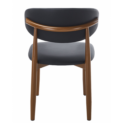 Silla Dachau Metal con Acabado Madera y Tapizado Similpiel Negro – Diseño Moderno