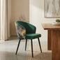 Silla Lydia de Terciopelo Verde con Respaldo Floral