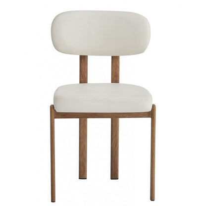 Silla Mesina Metal con Acabado Madera y Tapizado Similpiel Blanca – Diseño Moderno
