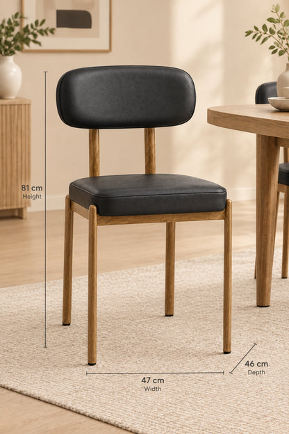 Silla de Comedor Moderna Tapizada en Similpiel Negra Mesina