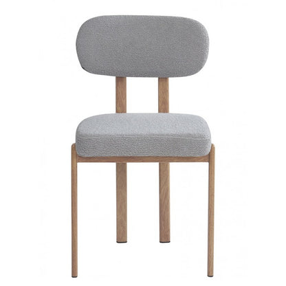 Silla Mesina Metal con Acabado Madera y Tapizado Bouclé Gris 24 – Diseño Moderno