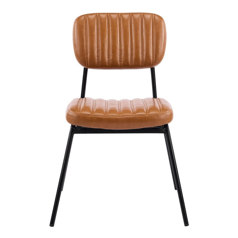 Silla Nuremberg Similpiel Marrón con Patas Metálicas Negras – Estilo Vintage Industrial