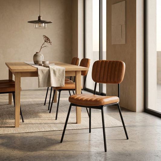 Silla Nuremberg Marrón de Similpiel con Patas Metálicas Negras