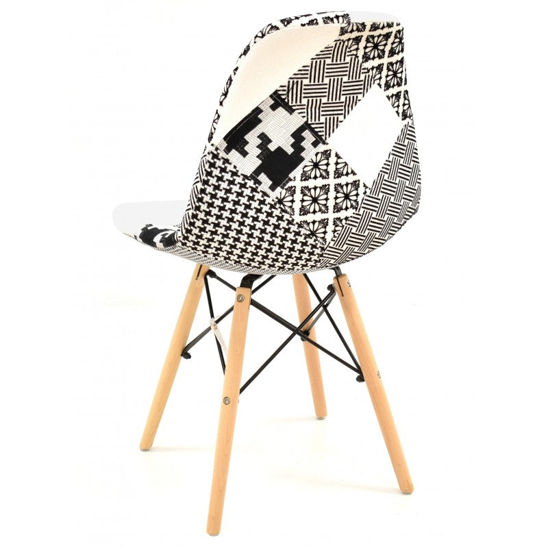 Silla STAR, madera, tejido patchwork combi bgn