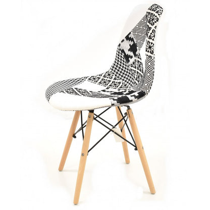Silla STAR, madera, tejido patchwork combi bgn