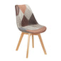 Silla TORRE 4P, madera, patchwork, tejido técnico marrón-gris