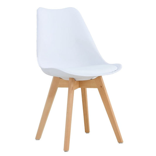 Silla TORRE 4P ( SU ), madera, polipropileno y cojín blanco