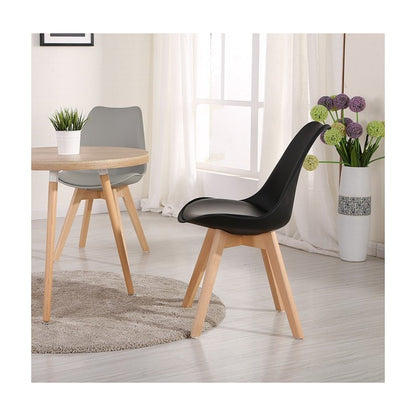 Silla TORRE 4P ( SU ), madera, polipropileno y cojín negro