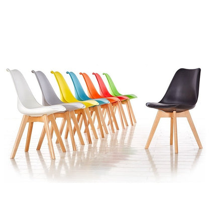 Silla TORRE 4P (SU), madera, polipropileno y cojín rojo