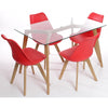 Silla TORRE 4P (SU), madera, polipropileno y cojín rojo