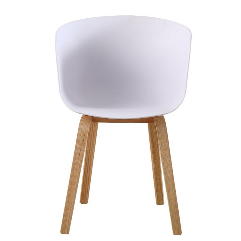 Sillón AWAK, madera curvada, polipropileno blanco