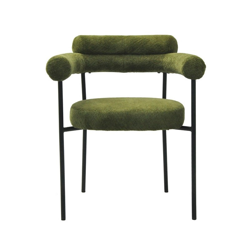 Sillón Cervantes Bouclé Verde Oscuro con Patas Metálicas – Diseño Moderno