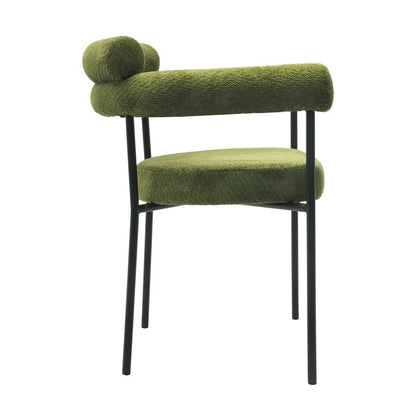 Sillón Cervantes Bouclé Verde Oscuro con Patas Metálicas – Diseño Moderno