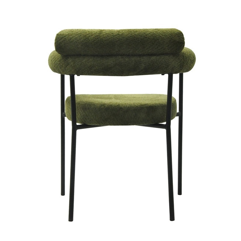 Sillón Cervantes Bouclé Verde Oscuro con Patas Metálicas – Diseño Moderno