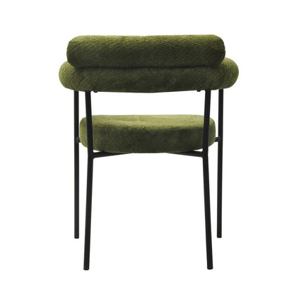 Sillón Cervantes Bouclé Verde Oscuro con Patas Metálicas – Diseño Moderno