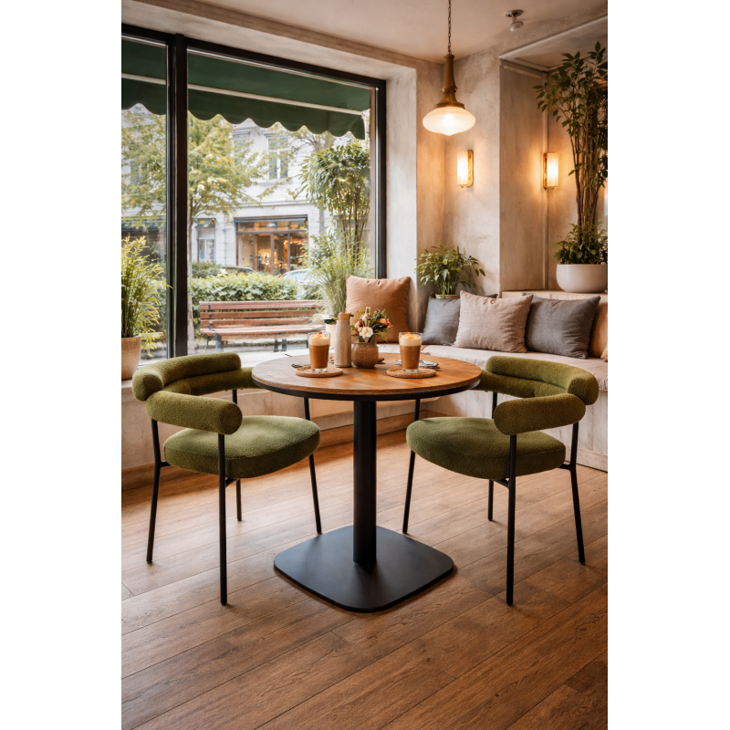 Sillón Cervantes Bouclé Verde Oscuro con Patas Metálicas – Diseño Moderno