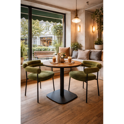 Sillón Cervantes Bouclé Verde Oscuro con Patas Metálicas – Diseño Moderno