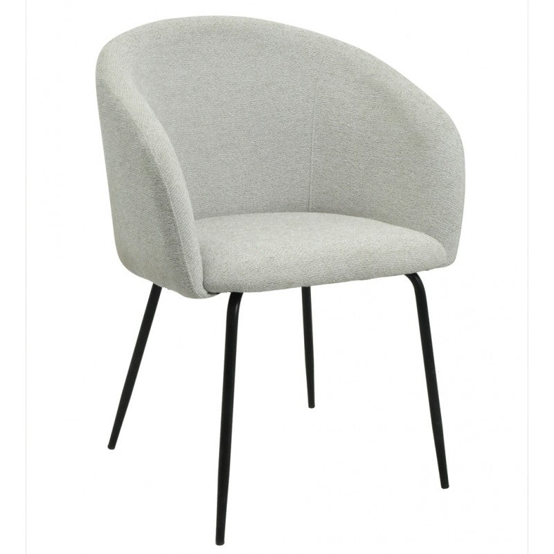 Sillón Lauren Tela Linen Gris Claro con Patas Metálicas Negras – Diseño Moderno