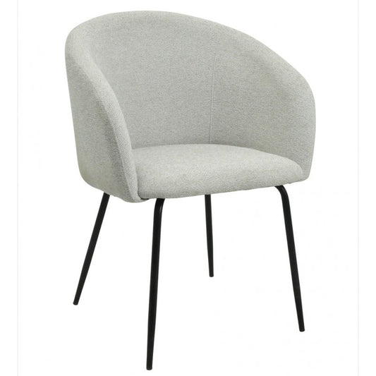 Sillón Lauren Tela Linen Gris Claro con Patas Metálicas Negras – Diseño Moderno