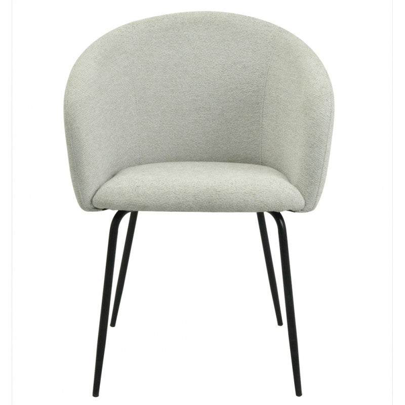 Sillón Lauren Tela Linen Gris Claro con Patas Metálicas Negras – Diseño Moderno