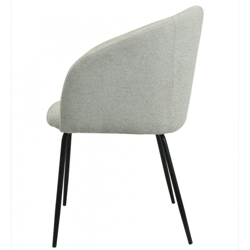 Sillón Lauren Tela Linen Gris Claro con Patas Metálicas Negras – Diseño Moderno