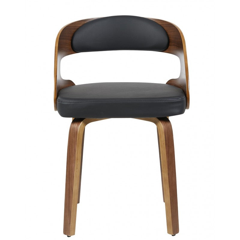 Sillón Loarre de Madera con Similpiel Negra – Diseño Moderno