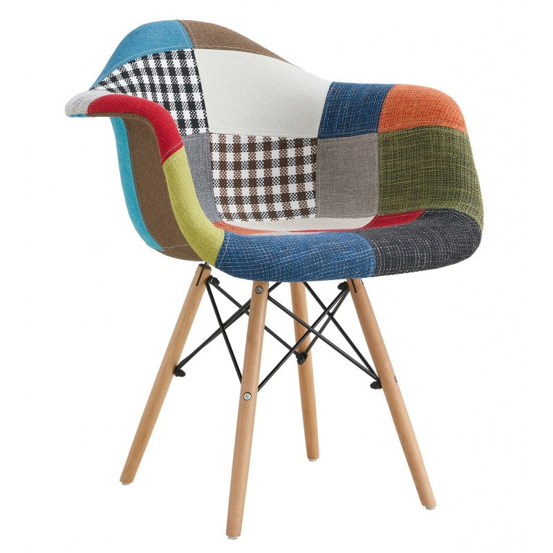 Sillón STAR PAT22, madera, tejido patchwork color 22