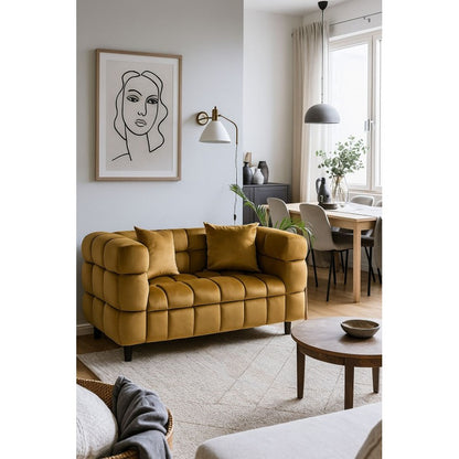 Sofá LORING, 2 plazas, tejido velvet camel 34
